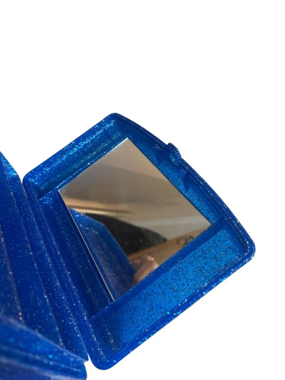 Caboodles Liquid Metallica Blue Sparkle Vanity Case Organizer Mirror #5620